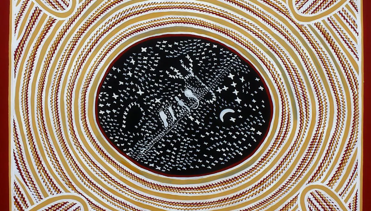 Milky Way star map by Bill Yidumduma Harney, Senior Wardaman Edler. (Bill Yidumduma Harney https://www.iau.org/public/images/detail/iau1707a/ via CC BY [https://creativecommons.org/licenses/by/4.0/])
