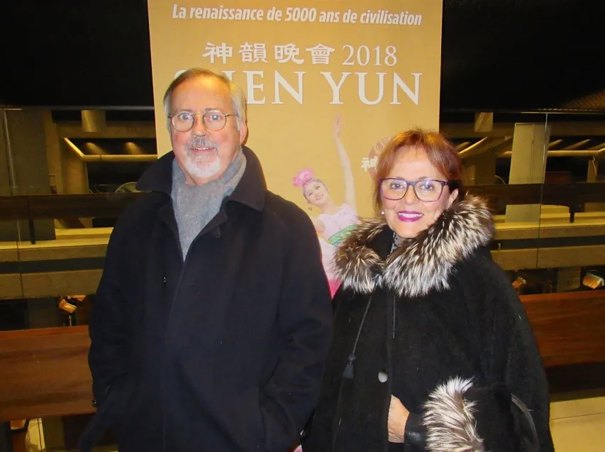 Giles Gagnon and Jacqueline Fortin enjoyed the Shen Yun performance at Grand Théâtre de Québec in Quebec City on Jan. 16, 2018. “What I liked is that, in our very materialistic world, they have the courage to present a vision that reintroduces the divine dimension,” said Mr. Gagnon. (Mathieu Côté Desjardins/The Epoch Times)