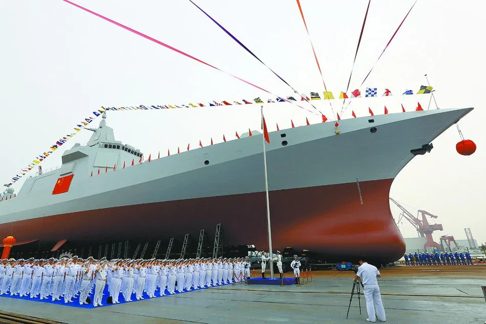 The first Type 055 destroyer (classified by Western sources as a cruiser) for China’s People’s Liberation Army Navy, in Shanghai’s Jiangnan Shipyard on June 28, 2017. China is reportedly building at least five and possibly up to eight Type 055s. (People’s Liberation Army Navy)