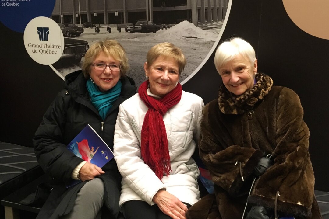 Hélène Delorimier (centre) with friends Louise Gosselin (left) and Carole Payant (right) enjoyed the Shen Yun performance at Grand Théâtre de Québec in Quebec City on Jan. 17, 2018. (Sophie Rouleau/The Epoch Times)
