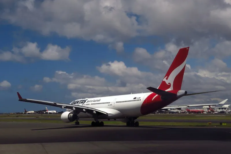 A Qantas Airways Airbus A330 aircraft can be seen on the tarmac near the domestic terminal at Sydney Airport in Australia, Nov. 30, 2017.  (Reuters/David Gray)