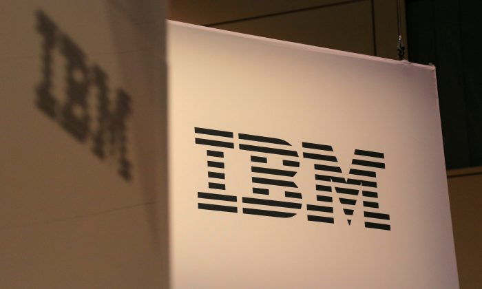 The logo for IBM is seen at the SIBOS banking and financial conference in Toronto, Ontario, Canada on Oct. 19, 2017. (Chris Helgren/Reuters)