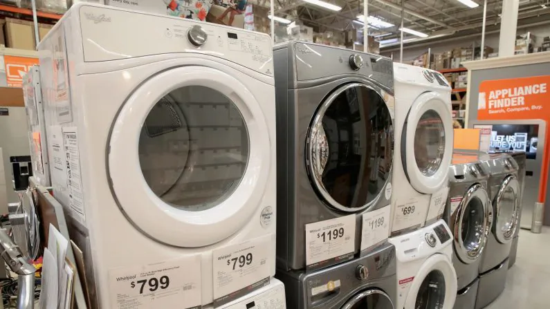 Whirlpool appliances are offered for sale alongside other brands at a Home Depot store on Oct. 24, 2017 in Chicago, Illinois. (Scott Olson/Getty Images)