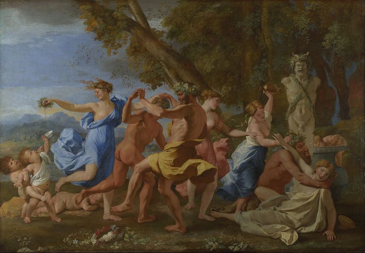 Some people pursue hedonism as a path to happiness not realizing that it is a fleeting, and endless pursuit.
Nicolas Poussin/Wikimedia Commons
