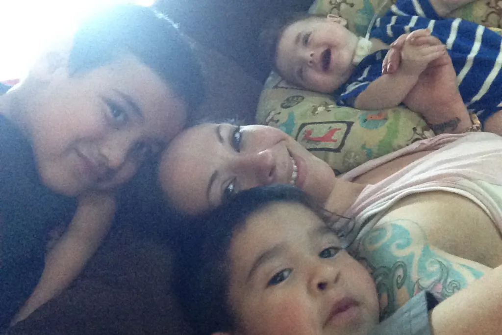 Michelle Leavy and her three sons, ages 7, 5, and 3. She became addicted to opioids when she was discharged from the hospital with doctors' advice to treat her post-c-section pain with opioids. She is now in recovery. (Courtesy of Michelle Leavy)