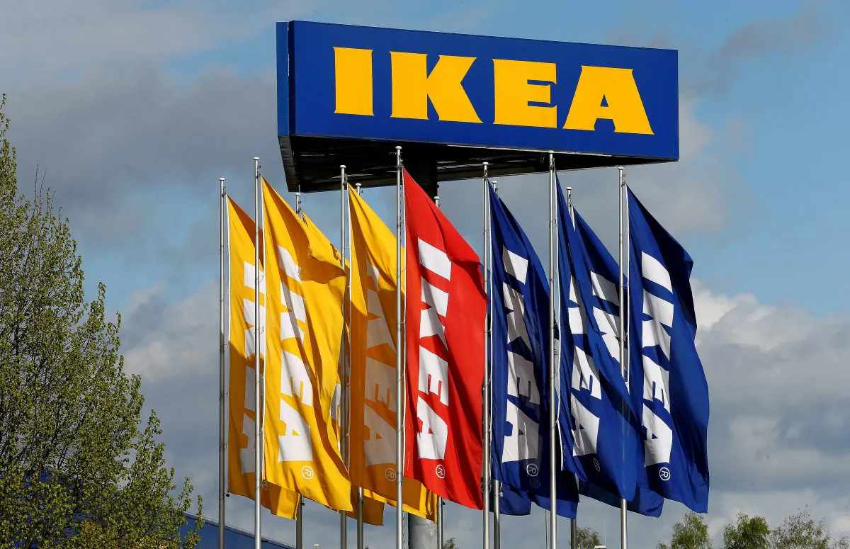 Flags and the company's logo are seen outside of an IKEA Group store in Spreitenbach, Switzerland on April 27, 2016. (REUTERS/Arnd Wiegmann/File Photo)
