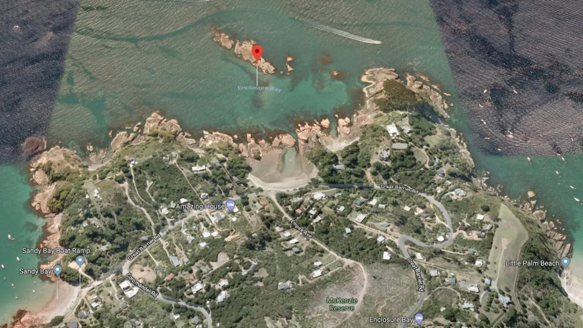 Enclosure Bay, New Zealand, where two killer whales swam past two children on Jan. 25, 2018. (Screenshot via Google Maps)