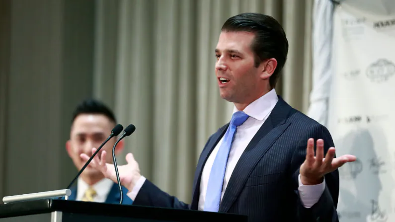 Donald Trump Jr. delivers a speech during a ceremony for the official opening of the Trump International Tower and Hotel in Vancouver, Canada on Feb. 28, 2017. (Jeff Vinnick/Getty Images)