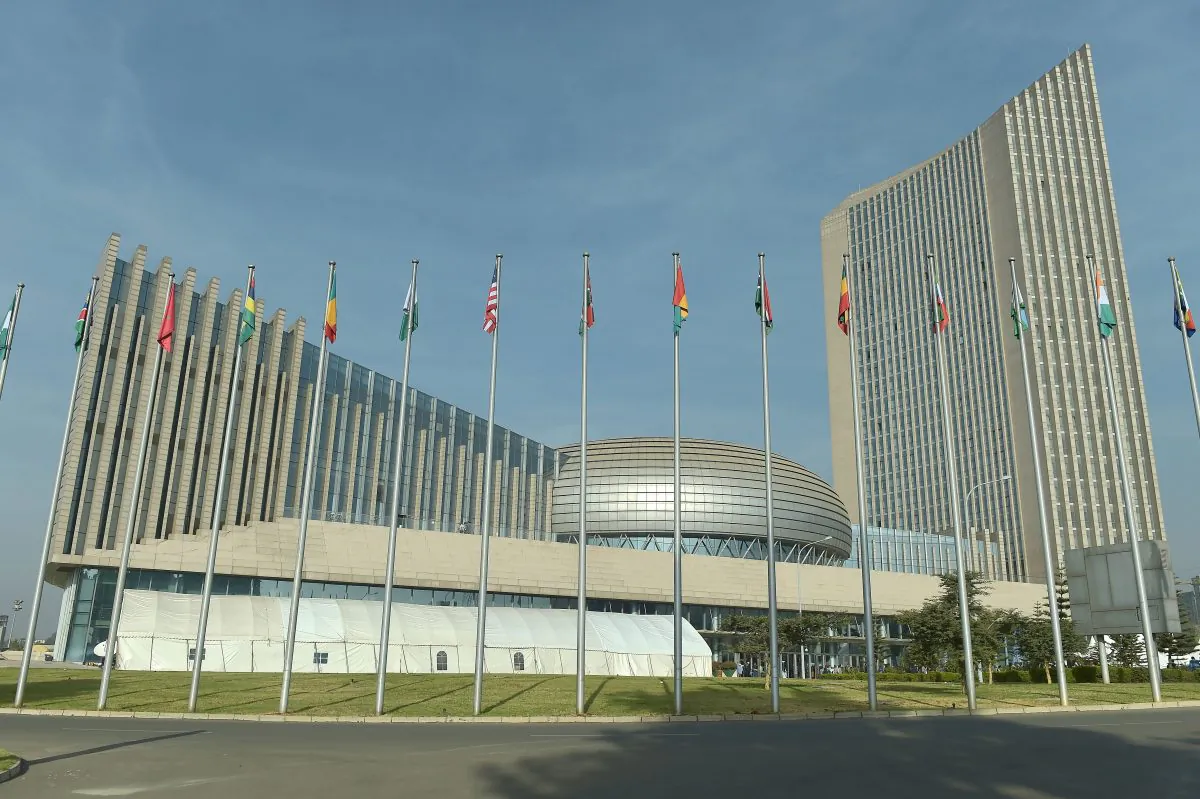 The African Union (AU) headquarters in Addis Ababa during the opening of the 30th annual African Union summit on Jan. 28, 2018. (Simon Maina/AFP/Getty Images)