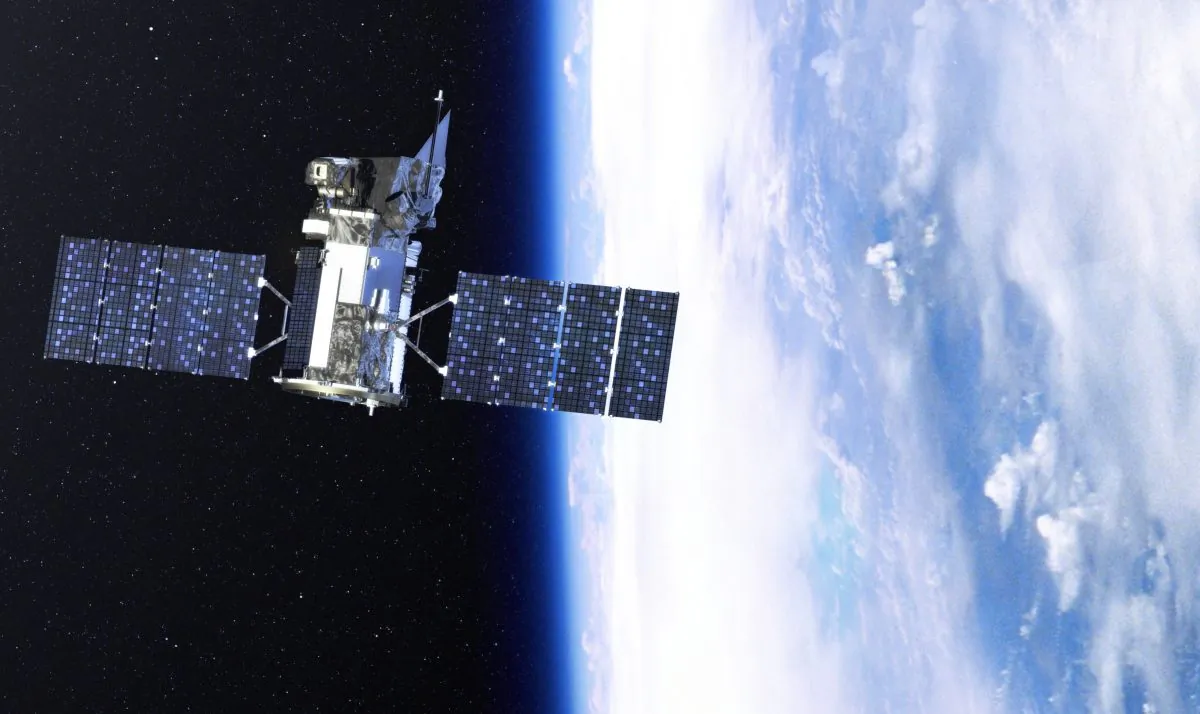 Artistic rendition of a satellite in earth's orbit. (NASA)