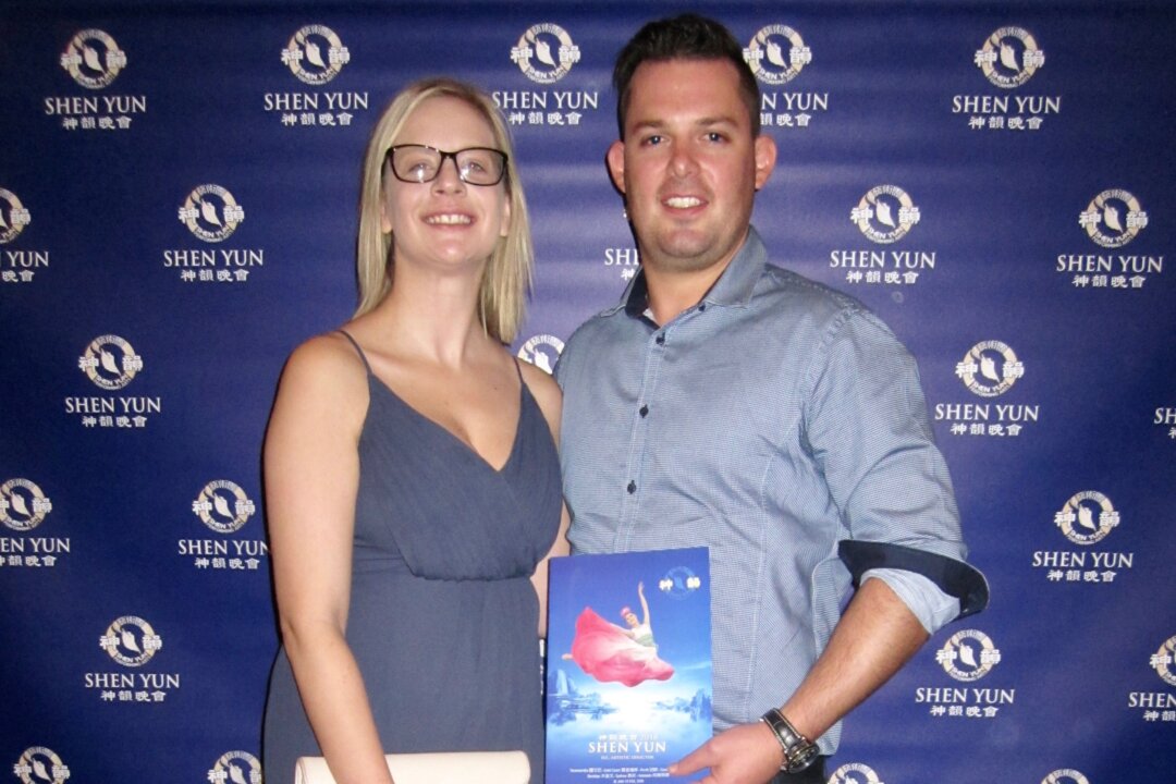 Rachel Waight and Cameron Wilson enjoyed Shen Yun Performing Arts' evening performance at the Ulumbarra Theatre on Feb. 3, 2018. The male dancers stood out for Cameron who said, "How they can get so far off the ground. They can do a couple of flips, they're flipping up two metres in the air, which is amazing." (Julia Ye/The Epoch Times)