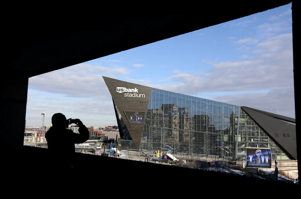 The US Bank Stadium in Minneapolis, Minn., where Super Bowl LII will be played between the New England Patriots and the Philadelphia Eagles on Feb. 4, 2018. (Rob Carr/Getty Images)