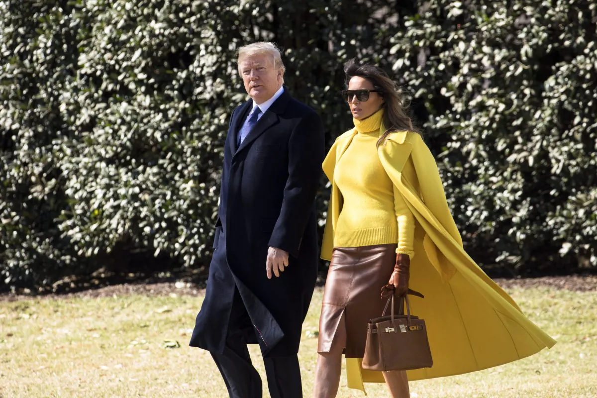 President Donald Trump and First Lady Melania Trump about to board Marine One on the South Lawn of the White House in Washington en route to Joint Base Andrews to depart to Cincinnati, Ohio, on Jan. 1, 2018. (Samira Bouaou/The Epoch Times)