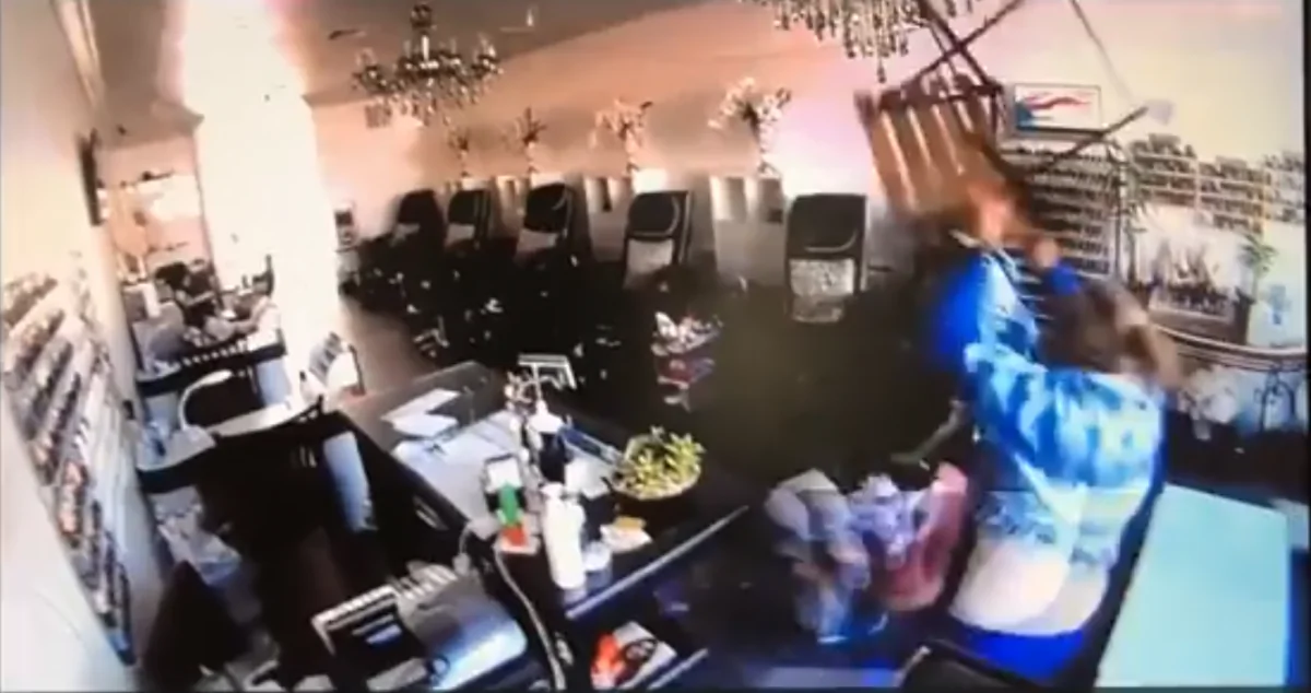 Nail salon workers fight off an attacker in Los Angeles on Jan. 31, 2018. (LAPD)