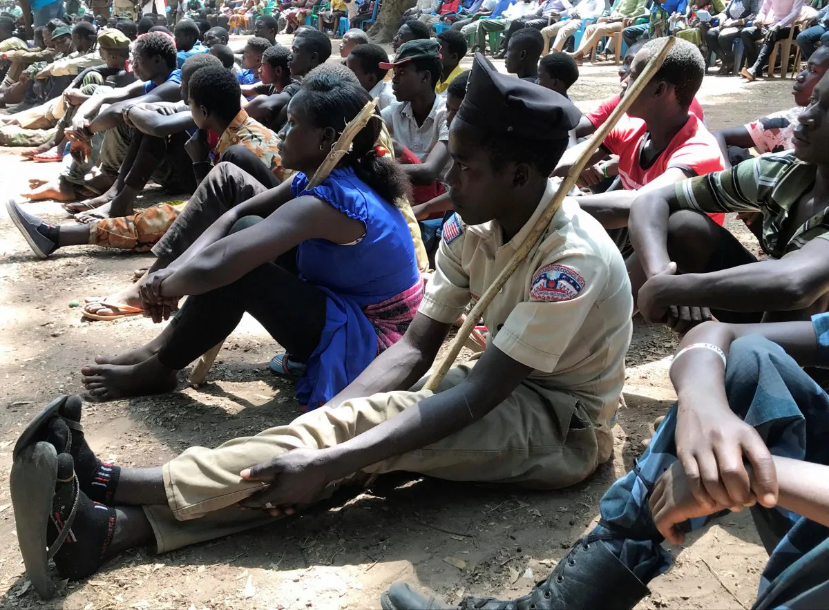 South Sudanese children released by armed groups attend a ceremony in the western town of Yambio, South Sudan Feb. 7, 2018. (Reuters/Denis Dumo)