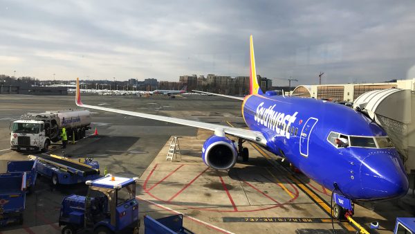 A Southwest Airlines plane is serviced before departure, December 10, 2017. (Daniel Slim/AFP/Getty Images)