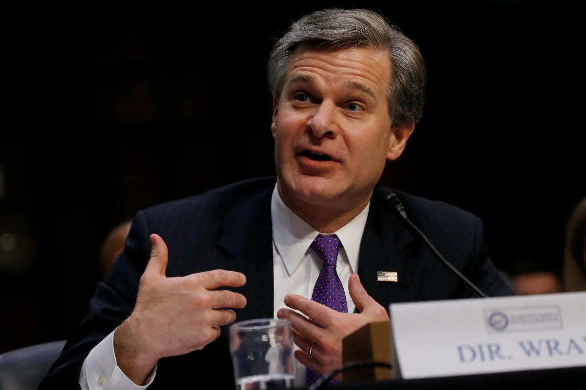 Federal Bureau of Investigation (FBI) Director Christopher Wray testifies during a Senate Intelligence Committee hearing on "Worldwide Threats" on Capitol Hill in Washington, U.S., February 13, 2018. (Leah Millis/Reuters)