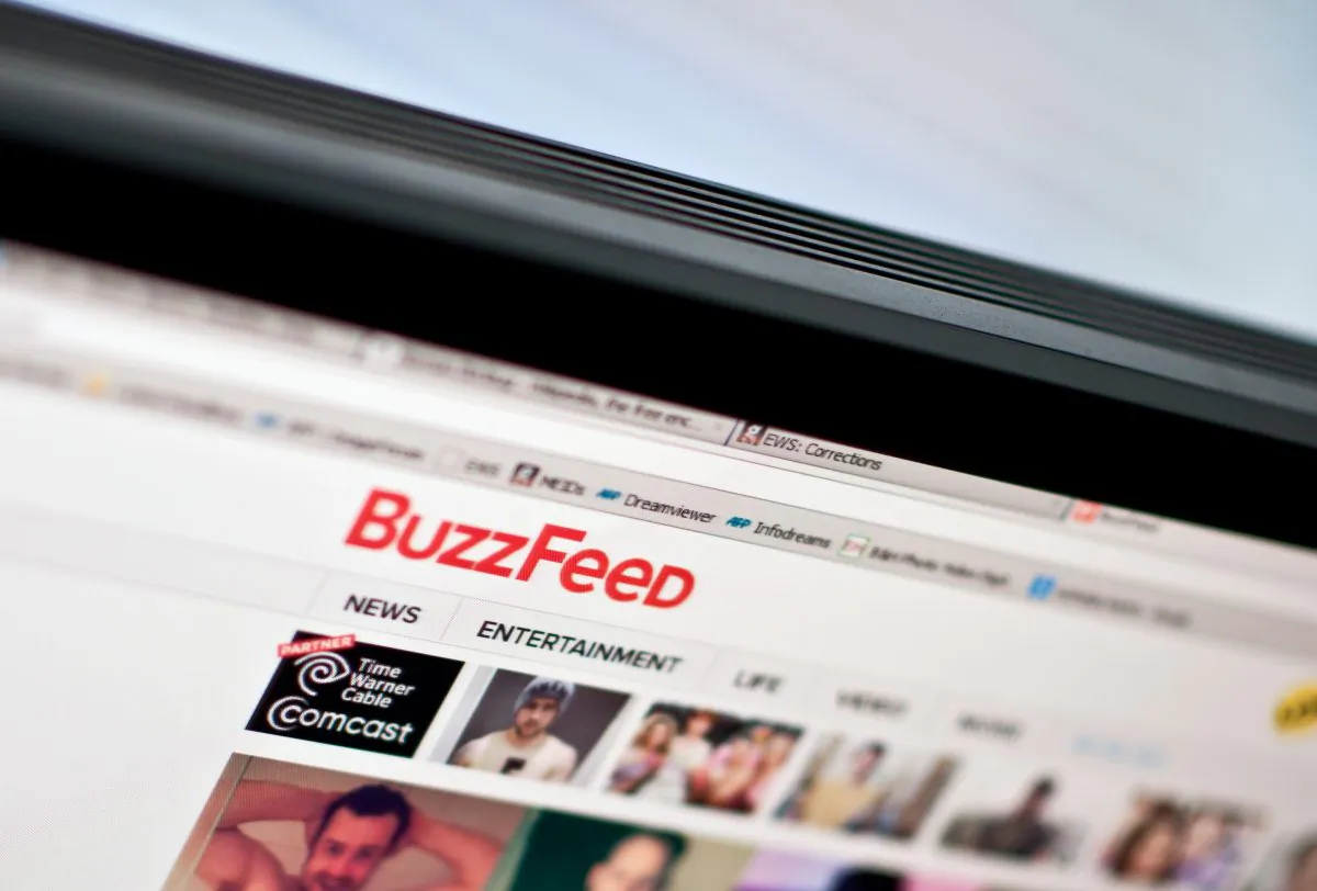 The logo of news website BuzzFeed is seen on a computer screen in Washington on March 25, 2014. (Nicholas Kamm/AFP/Getty Images)