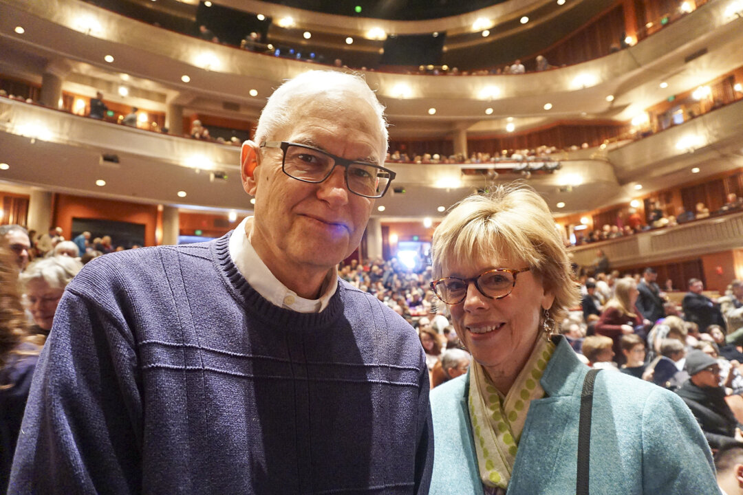 Eric and Priscilla Hagen, who both teach college theater, enjoyed the Shen Yun performance at the Ordway Center for the Performing Arts in St. Paul, Minn. on Feb. 17, 2018. Ms. Hagen found the music romantic and lyrical. (Stacey Tang/The Epoch Times) 