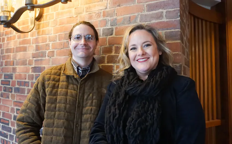 David Schneider and Joanna Lessard enjoyed the Shen Yun performance at the Ordway Center for the Performing Arts in St. Paul, Minn., on Feb. 18, 2018. "I was very impressed with the skill and control of all of the dancers having that background. I thoroughly enjoyed the whole thing," said Ms. Lessard. (Catherine Wen/The Epoch Times) 