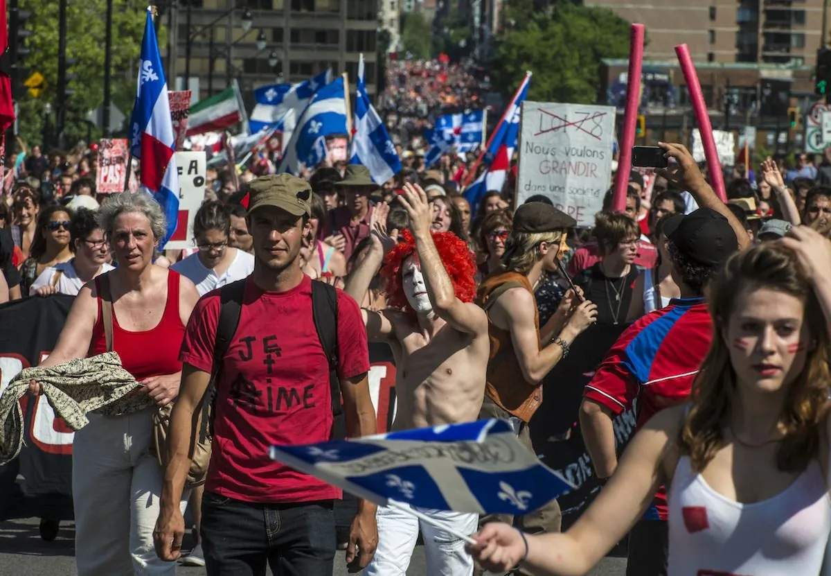 Students protest a hike in tuition fees on June 22, 2012 in Montreal, Canada. (Rogerio Barbosa/AFP/GettyImages)