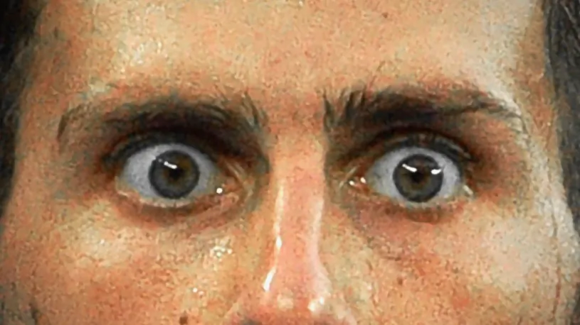 The eyes of Serbian tennis player Novak Djokovic a match at the Australian Open in Melbourne on Jan. 22, 2018. (Saeed Khan/AFP/Getty Images)