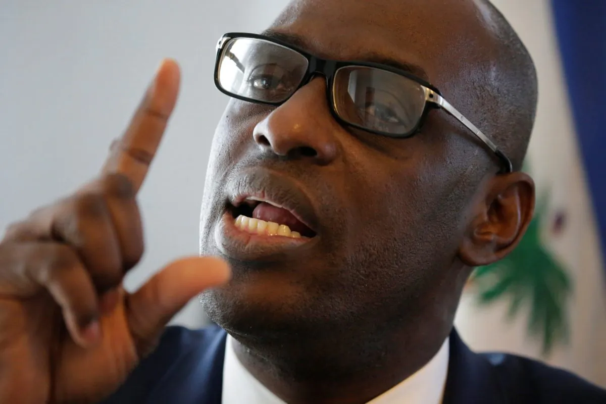 Haiti's Minister of Planning and External Cooperation Aviol Fleurant speaks during an interview with Reuters in Port-au-Prince, Haiti, Feb. 19, 2018. (Reuters/Andres Martinez Casares)