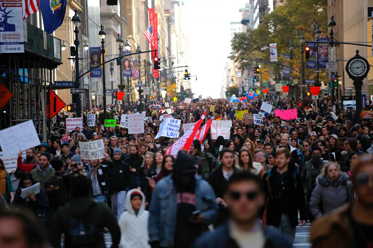 A protest against President-elect Donald Trump in Midtown Manhattan, New York, on Nov. 12, 2016. (KENA BETANCUR/AFP/Getty Images)