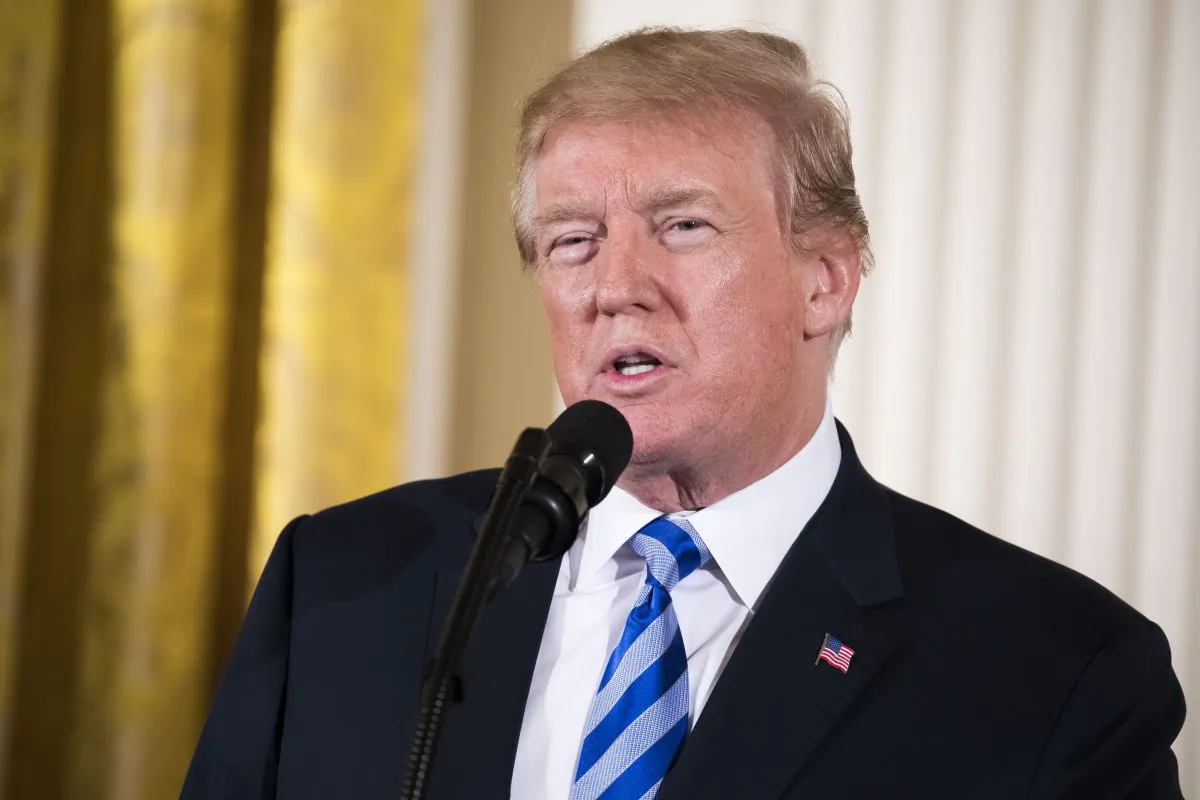 President Donald Trump during a Public Safety Medal of Valor award ceremony at the East Room of the White House in Washington, on Feb. 20, 2018. (Samira Bouaou/The Epoch Times)
