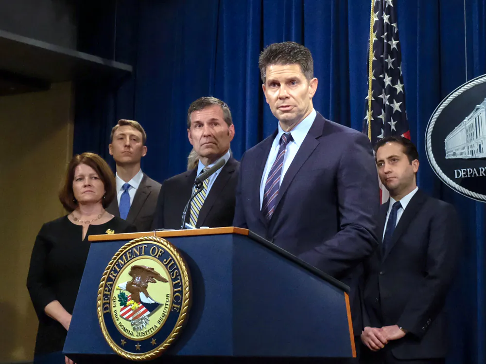 Acting Deputy FBI Director David Bowdich at the Justice Department in Washington, D.C., on Feb. 22. (Charlotte Cuthbertson/The Epoch Times)