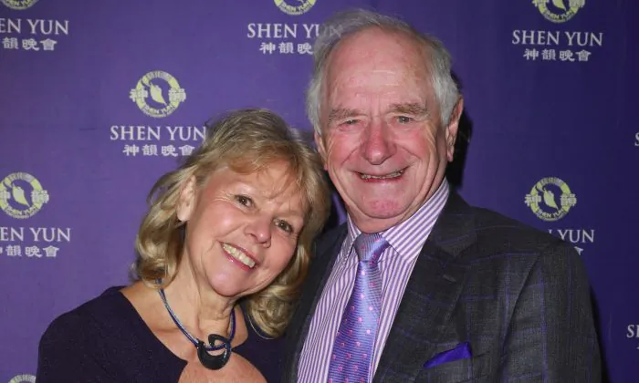 Johnny Ball enjoyed Shen Yun at the Dominion Theatre, London, with his wife Dianne on Thursday, Feb. 22, 2018. (Si Gross/Epoch Times)
