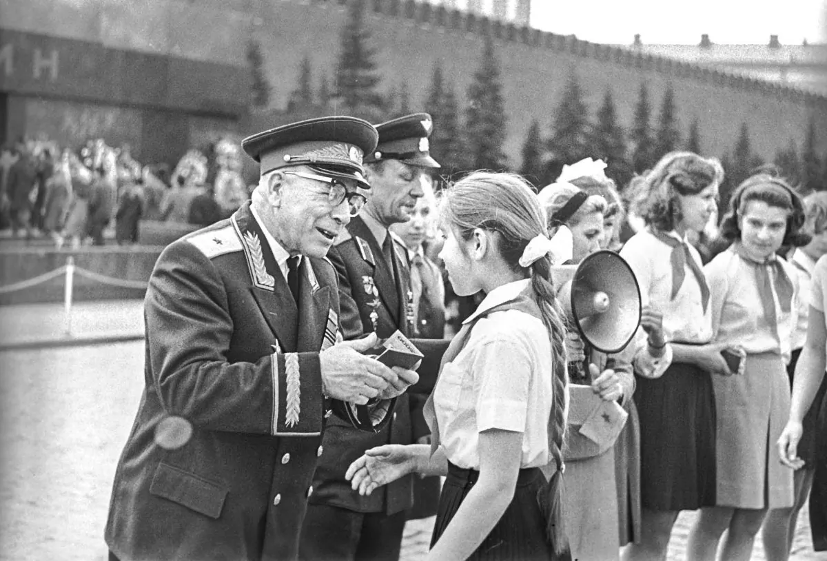 Children are given their Komsomol memberships in Moscow’s Red Square on May 19, 1968. The Soviet Union allegedly used the Komsomol camps to experiment on pedophilia. (RIA NOVOSTI ARCHIVE)