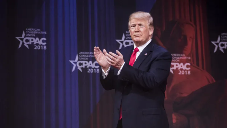 President Donald Trump after he spoke at the CPAC 2018 in National Harbor, Md., on Feb. 23, 2018. (Samira Bouaou/The Epoch Times)