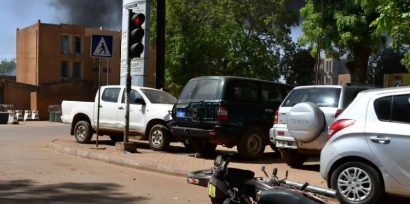Smoke rises from the site of an attack in downtown Ouagadougou, Burkina Faso March 2, 2018. REUTERS/Anne Mimault