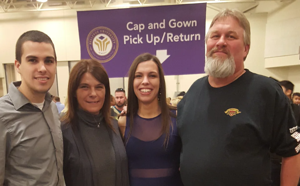 L–R: Scott Root Jr., Michelle Root, Sarah Root, and Scott Root at Sarah’s graduation ceremony on Jan. 30, 2016, just hours before she was killed. (Courtesy of Michelle Root)
