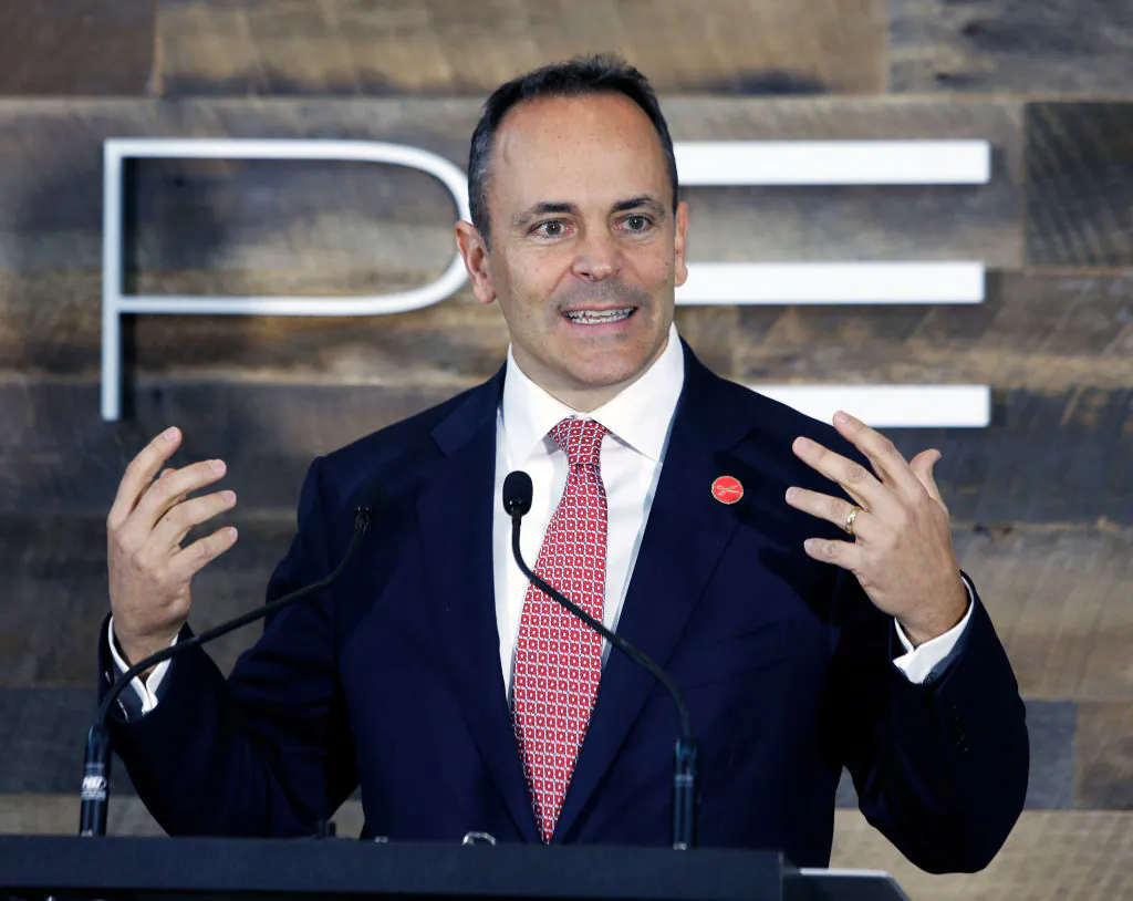 Kentucky Governor Matt Bevin speaks at the unveiling of a new $80 million Toyota engineering headquarters in Georgetown, Kentucky, on Oct. 30, 2017. Kentucky is home to Toyota’s largest vehicle manufacturing plant in the world. (Bill Pugliano/Getty Images)