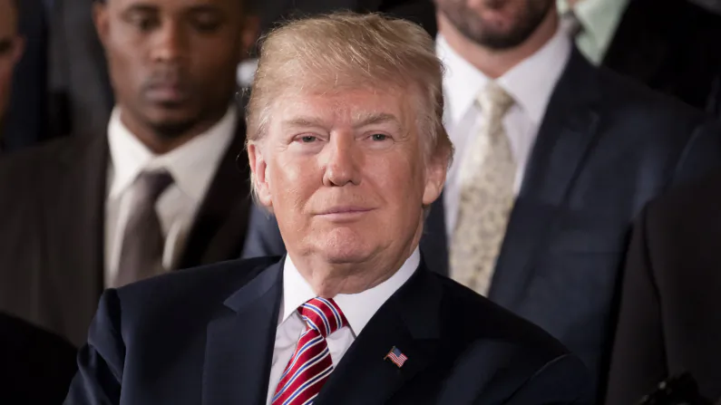 President Donald Trump hosts the 2017 World Series Champion Houston Astros in the East Room of the White House in Washington on March 12, 2018. (Samira Bouaou/The Epoch Times)