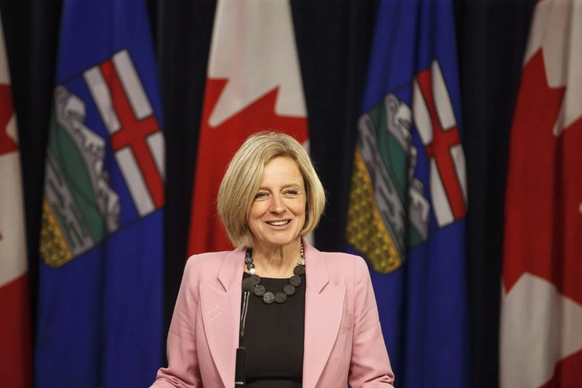 Alberta Premier Rachel Notley speaks to media before the Speech from the Throne in Edmonton on March 8, 2018. Alberta politicians are struggling to find consensus and speak with one voice in the Trans Mountain pipeline fight with British Columbia. (The Canadian Press/Jason Franson)