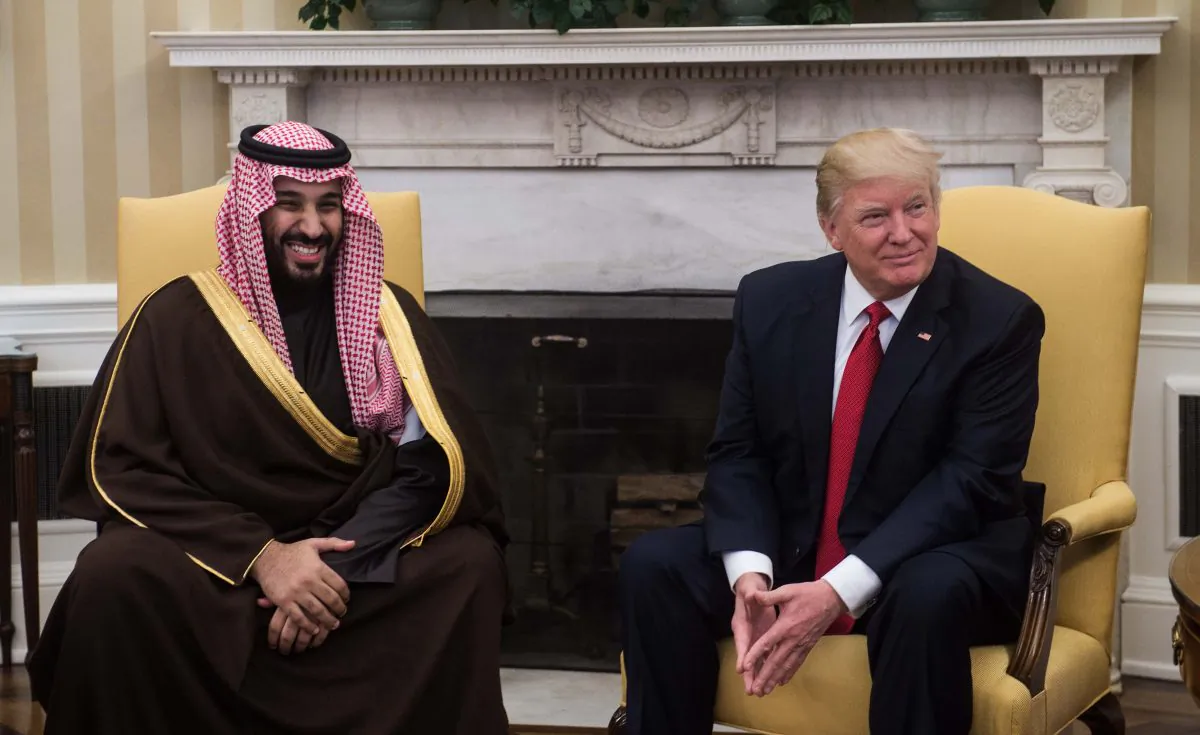 President Donald Trump and Saudi Crown Prince Mohammed bin Salman in the Oval Office at the White House on March 14, 2017. (NICHOLAS KAMM/AFP/Getty Images)