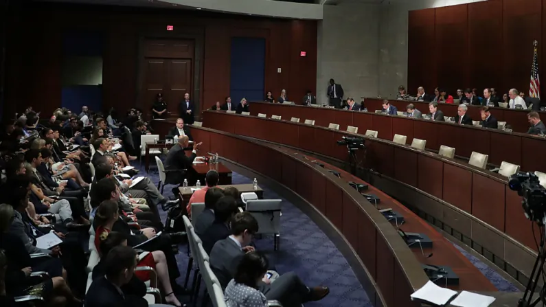 Former Homeland Security Secretary Jeh Johnson testifies before the House Intelligence Committee in an open hearing in the U.S. Capitol Visitors Center June 21, 2017 in Washington, DC. Johnson answered questions about Russia's interference in the 2016 presidential elections and his department's response to the threat. (Chip Somodevilla/Getty Images)