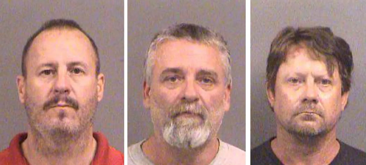 Curtis Allen 49, (L to R), Gavin Wright, 49 and Patrick Eugene Stein, 47 are shown in these booking photos in Wichita, Kansas provided Oct. 15, 2016. (Sedgwick County Sheriff's Office/Handout via Reuters/File Photo)