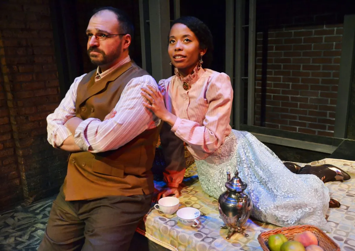 Dan Granata as Levin and Brandi Lee as Kitty, in Jessica Wright Buha’s stage adapation of Leo Tolstoy’s “Anna Karenina.” Levin, in many ways, is an autobiographical character. (Suzanne Plunkett)