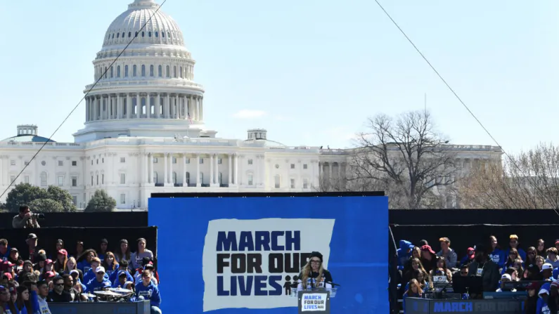 Marjory Stoneman Douglas High School student Delaney Tarr speaks at the March for Our Lives rally in Washington, DC on March 24, 2018. 
