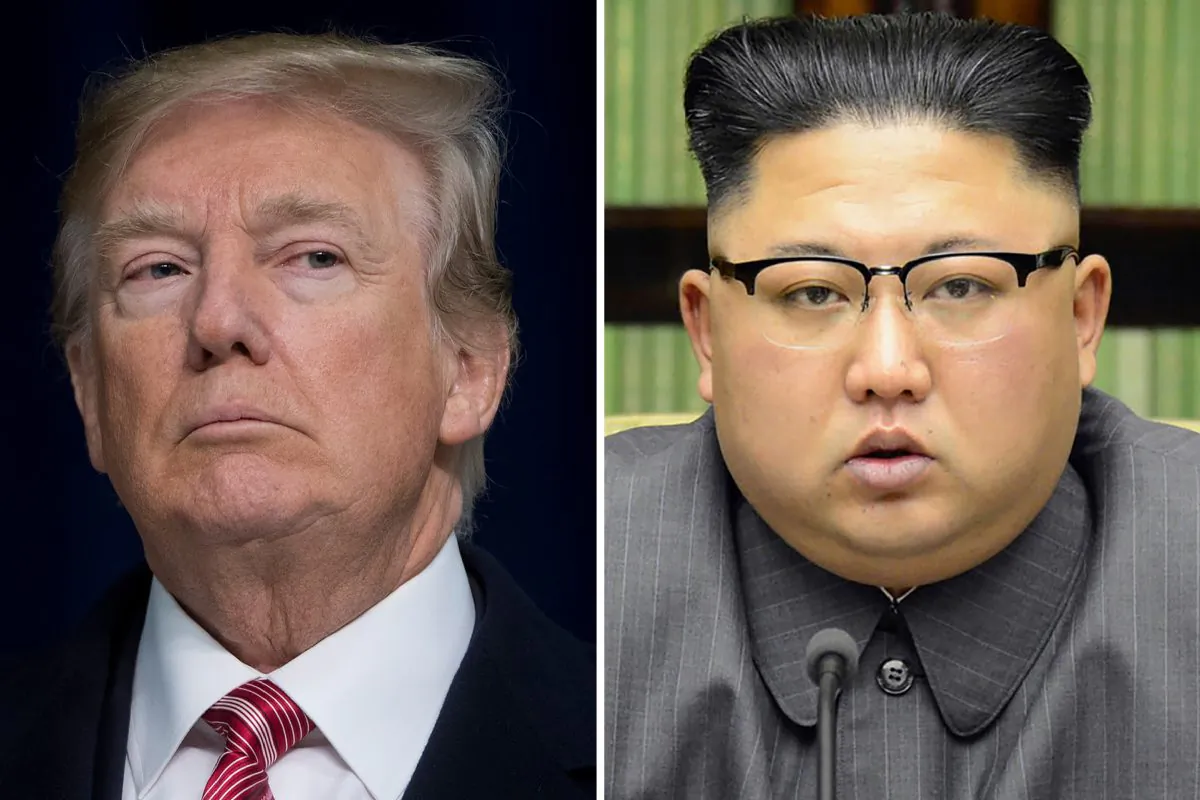 This combination of file photos created on March 9, 2018 shows President Donald Trump speaking during a retreat with Republican lawmakers at Camp David in Thurmont, Maryland on Jan. 6, 2018 (L) and North Korean leader Kim Jong-Un delivering a statement in Pyongyang in a photo taken on Sept. 21, 2017 and released by North Korea's official Korean Central News Agency (KCNA) on Sept. 22, 2017. (KCNA and SAUL LOEB/AFP/Getty Images)