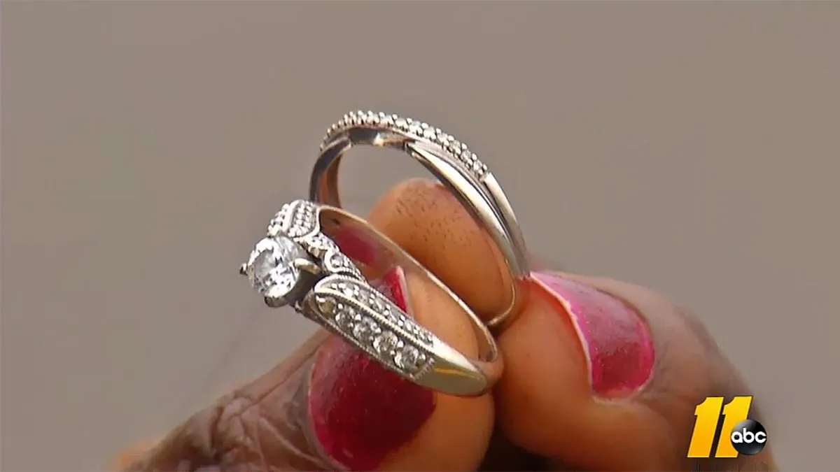 These rings meant much more than money to their owner, and getting them back to their owner meant everything to Esther Daniel. (Screenshot via ABC11)