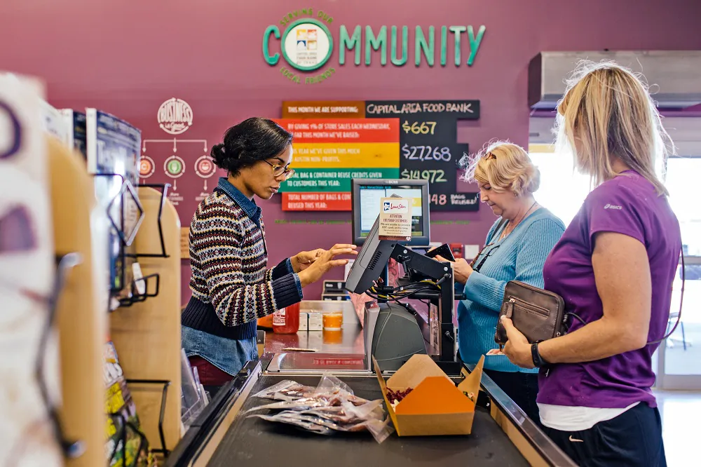 People check out at a Wheatsville Co-op store in Austin, Texas, in this file photo. (Wheatsville)