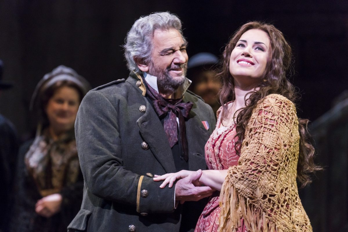 Plácido Domingo as Miller and Sonya Yoncheva in the title role of Verdi's "Luisa Miller," a story focusing on two fathers and their children. (Chris Lee / The Metropolitan Opera)