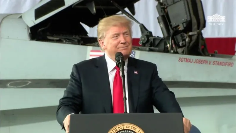 President Donald Trump suggested creating a new military branch dedicated to space warfare during a speech to military service members in California on Tuesday, March 13, 2018. (White House)