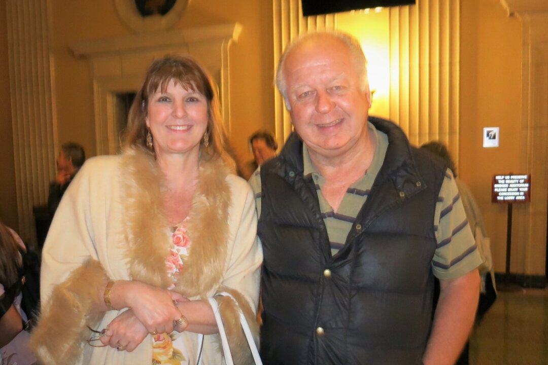 Tracy Romanow, a professional photographer, owner of Her Vision, and a health insurance broker, and her friend Mike Parker, who runs a charity organization for the homeless with the Catholic Church, enjoyed the Shen Yun performance at Bridges Auditorium—Pomona College in Claremont, Calif., on April 1, 2018. "Very relaxing," said Mr. Parker. (Alex Lee/The Epoch Times)