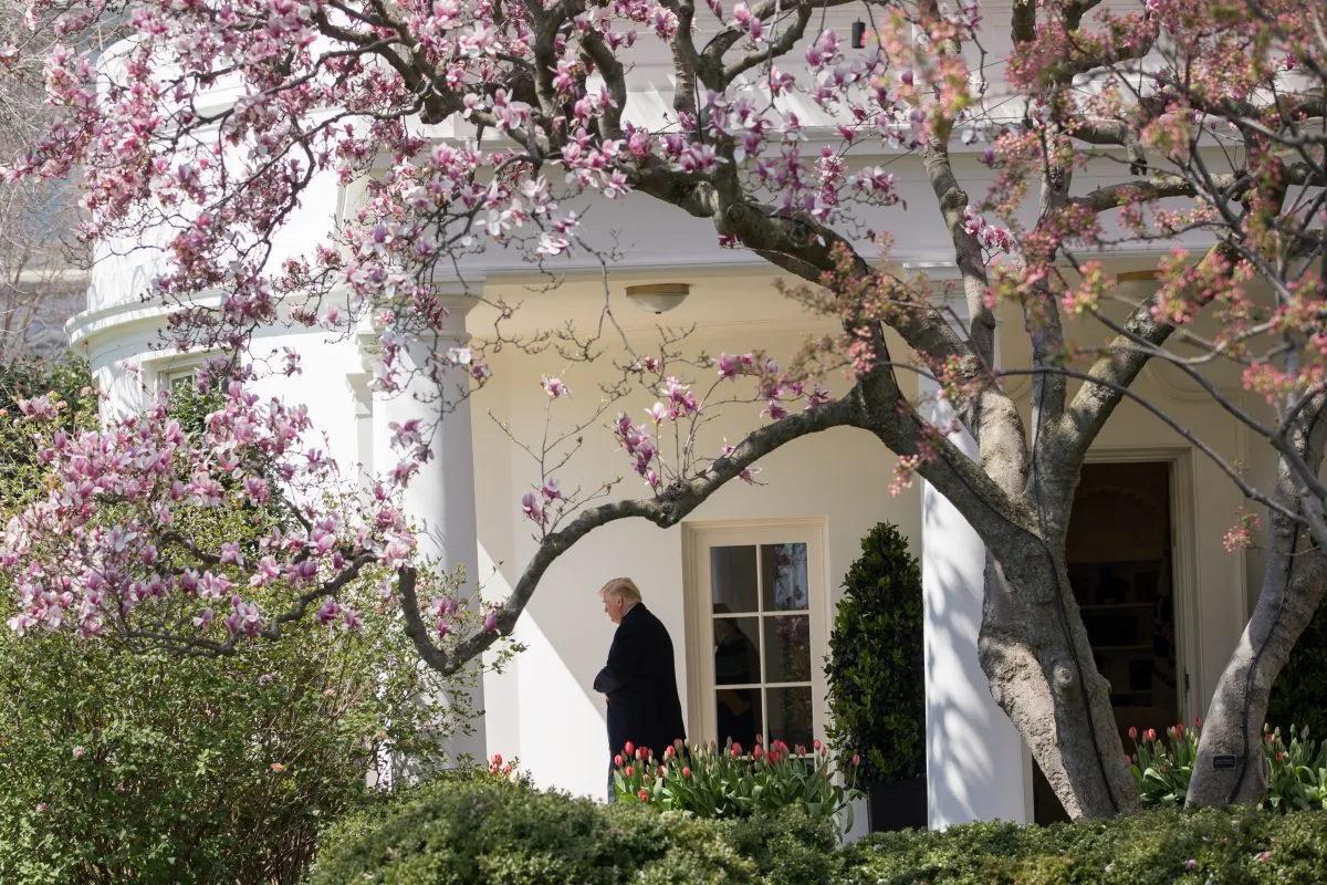 President Donald Trump before boarding Marine One on the South Lawn of the White House in Washington on April 5, 2018. (Samira Bouaou/The Epoch Times)